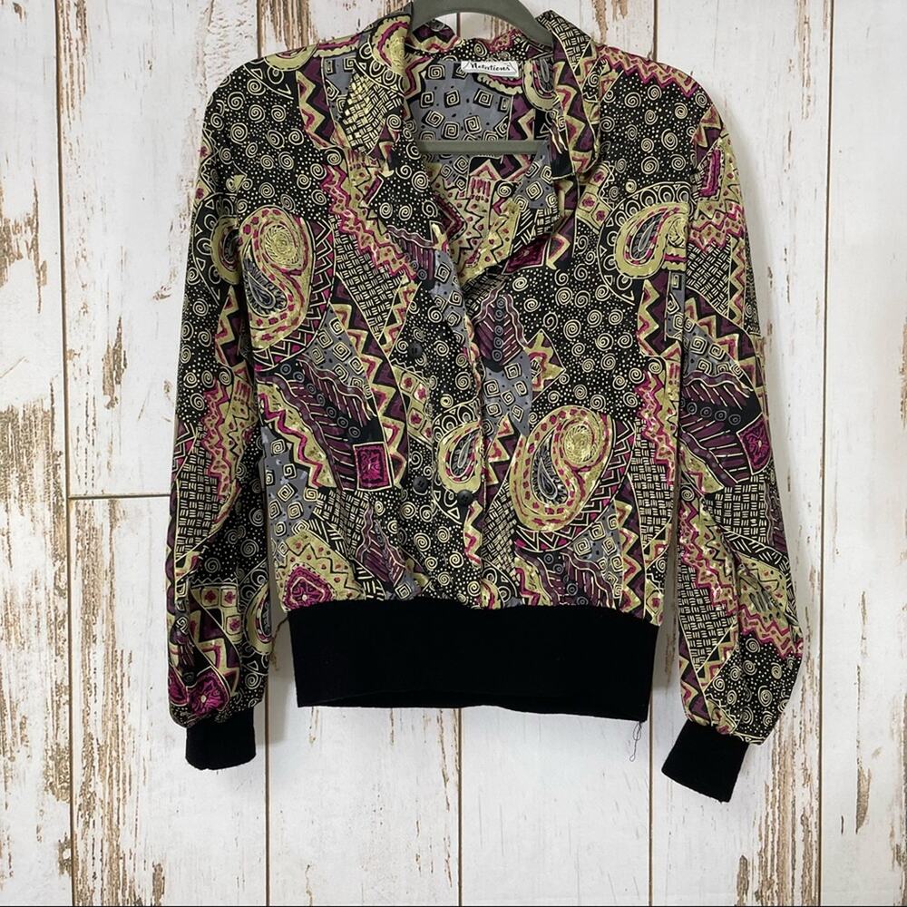 Notations, Vintage Silky Faux Wrap Blouse. Similar to a size Large.